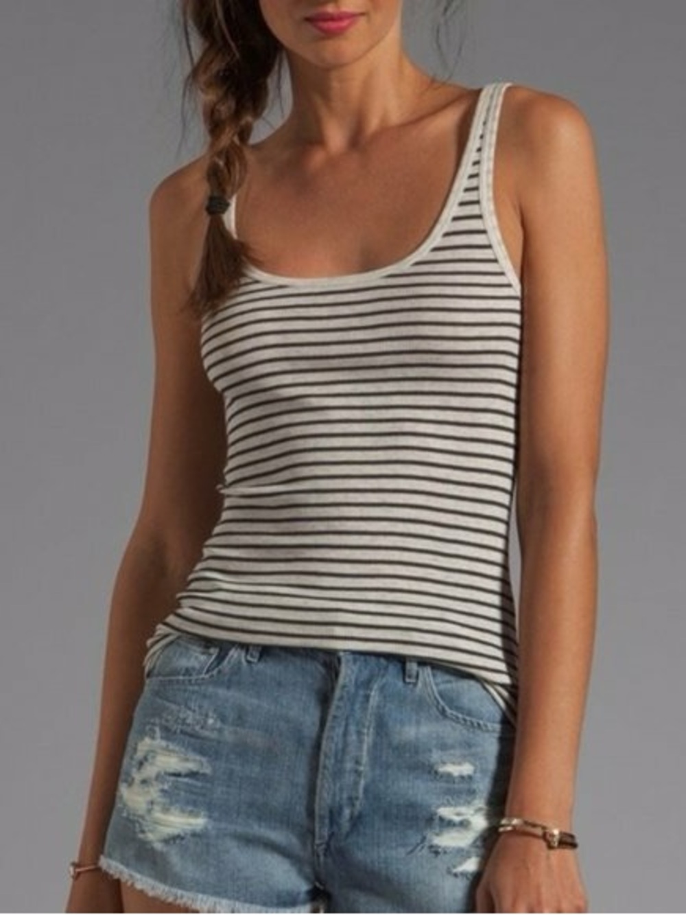 Vince Grey & Black Stripe Tank Size M